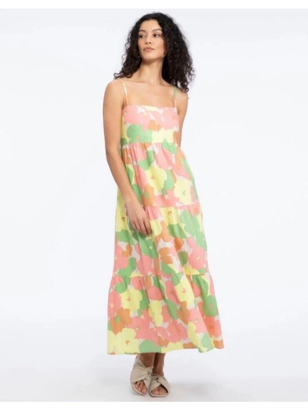 Social Standard by Sanctuary Floral Tiered Maxi Dress in Pink & Yellow